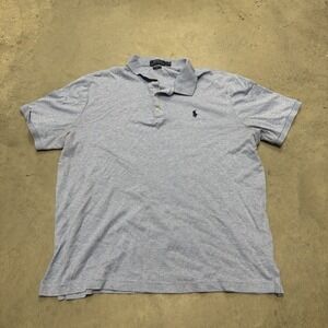 Polo Ralph Lauren Men's Large Polo‎ Shirt Short Sleeve Blue Gray Preppy Golf